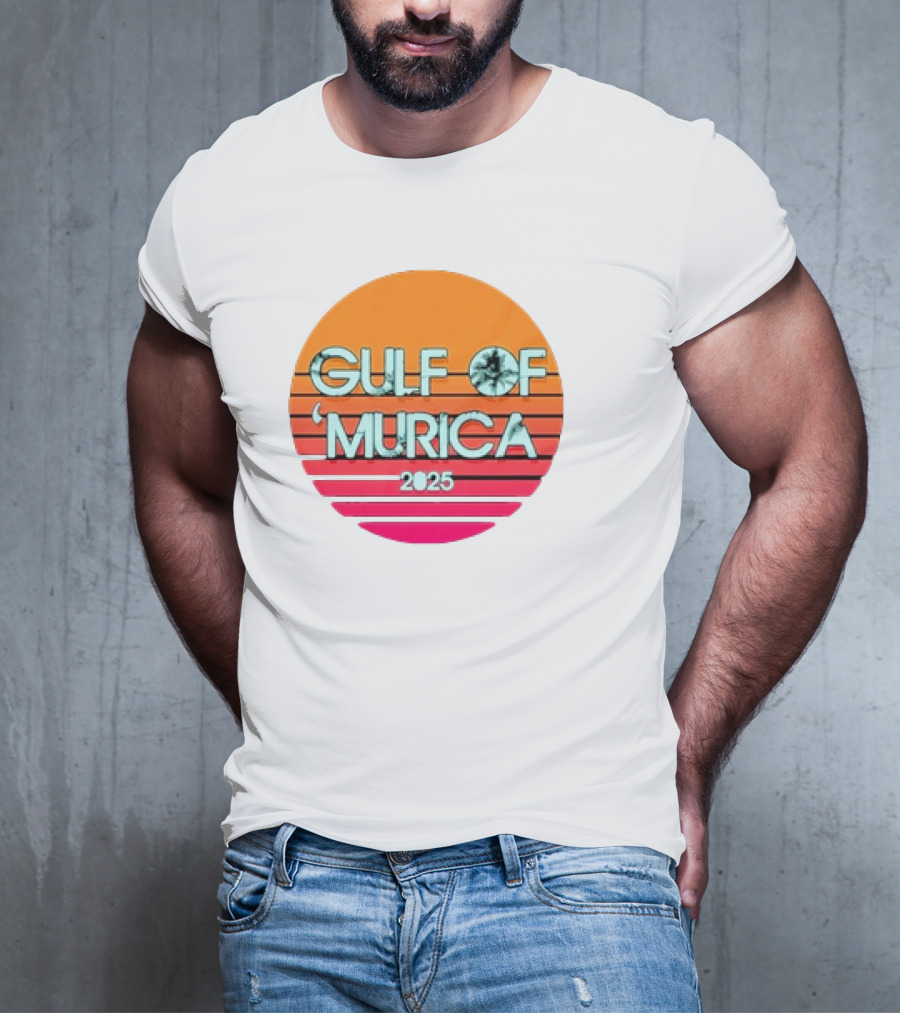 Gulf Of 'Murica 2025 Vintage Retro Sunset Vibe T-Shirt
