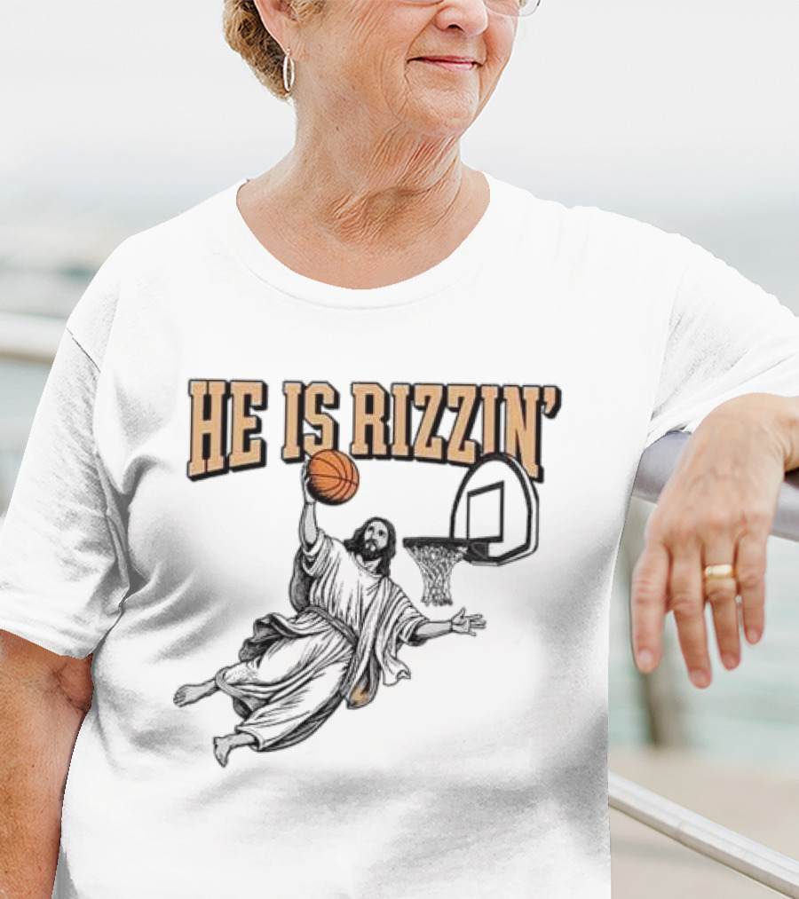 He Is Rizzin Jesus Dunk Basketball Retro Vintage Style T-Shirt
