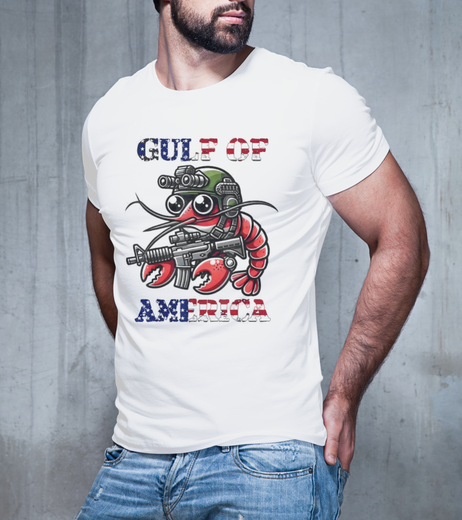 Gulf Of America Tactical Shrimp Patriotic Military Camouflage T-Shirt