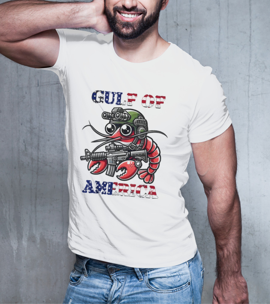 Gulf Of America Tactical Shrimp Patriotic Military Camouflage T-Shirt