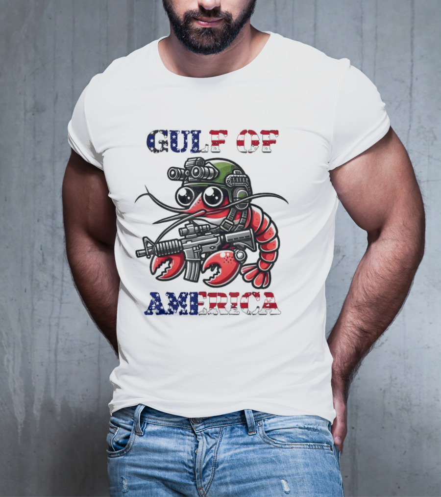 Gulf Of America Tactical Shrimp Patriotic Military Camouflage T-Shirt