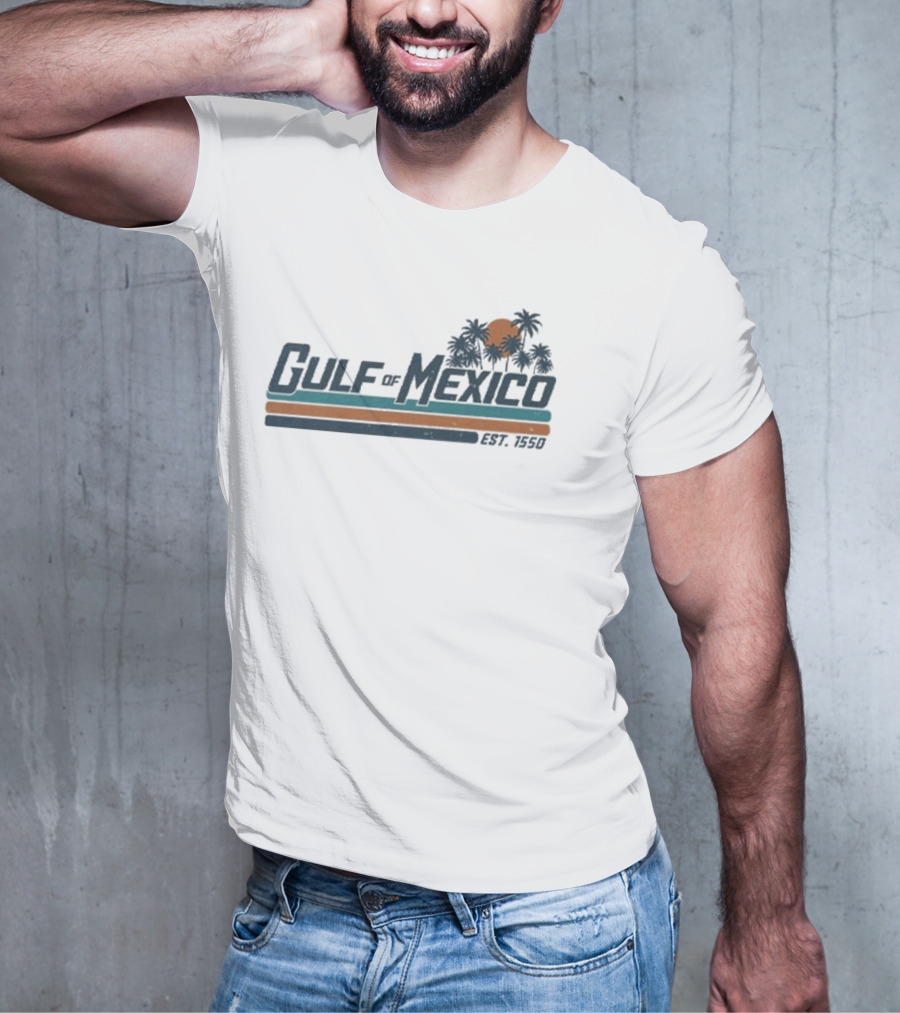 Gulf Of Mexico Est 1550 Palm Trees Retro Sunset Vintage Style T-Shirt
