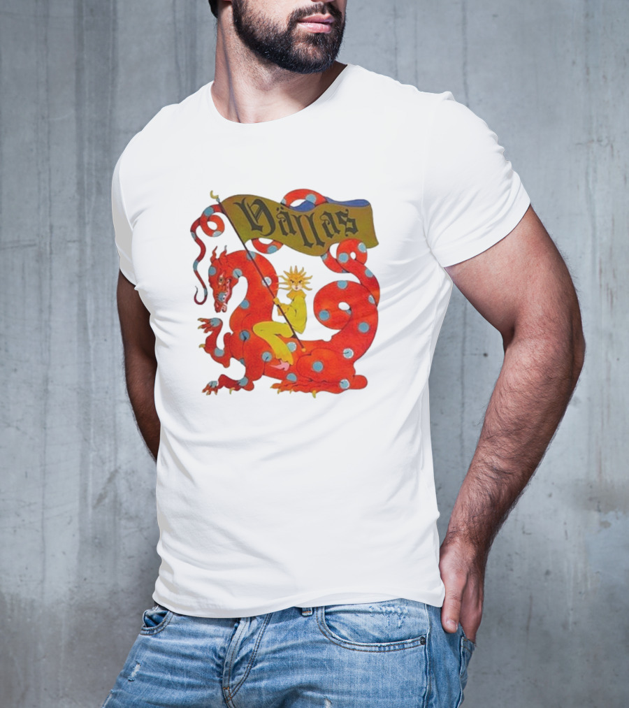 Hällas Flower Knight Riding Red Polka Dot Dragon T-Shirt