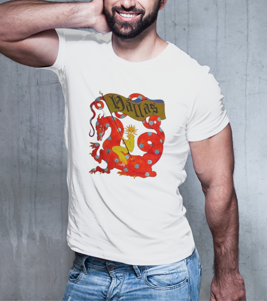 Hällas Flower Knight Riding Red Polka Dot Dragon T-Shirt