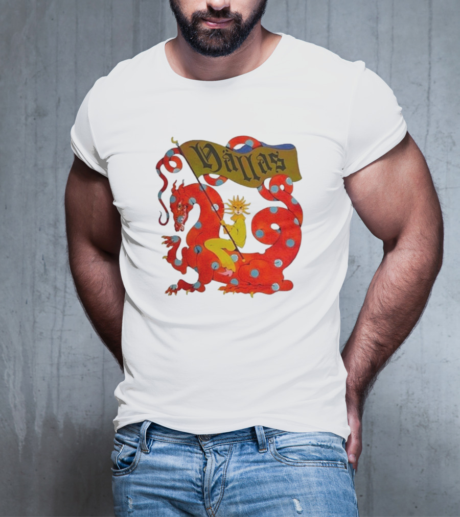 Hällas Flower Knight Riding Red Polka Dot Dragon T-Shirt
