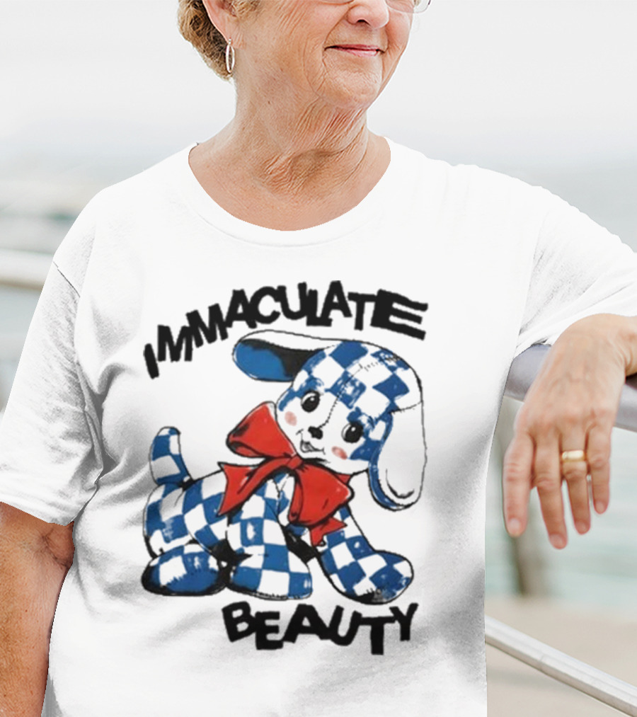 Henry Johnson Immaculate Beauty Blue Checkered Puppy Red Bow T-Shirt