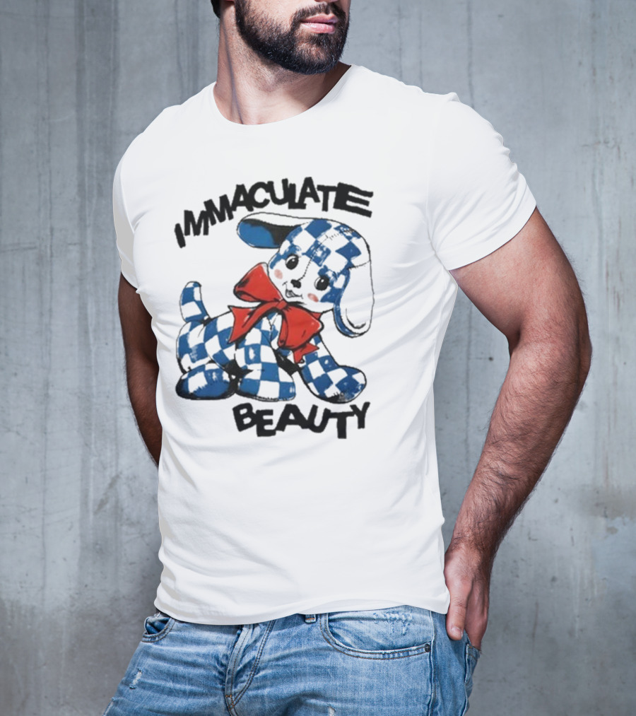 Henry Johnson Immaculate Beauty Blue Checkered Puppy Red Bow T-Shirt