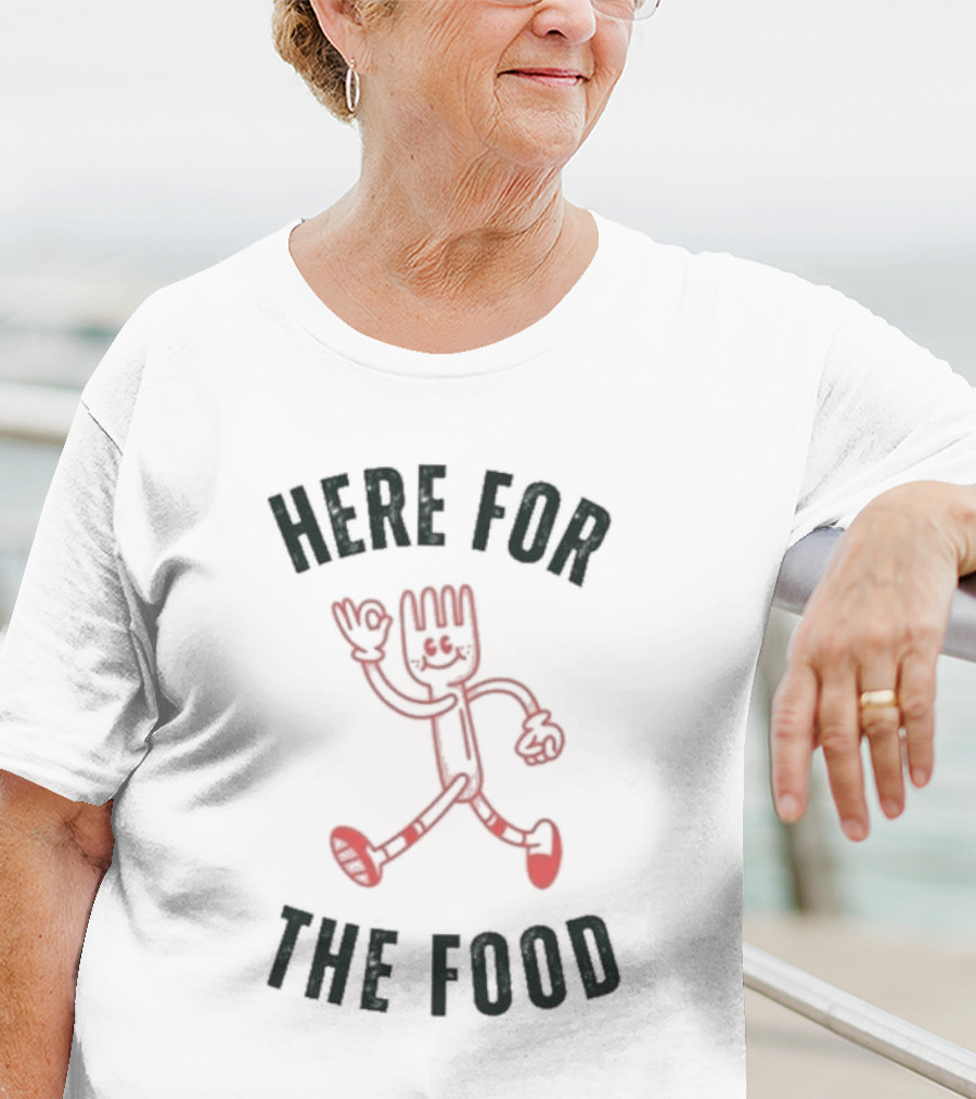 Here For The Food Fork Character T-Shirt