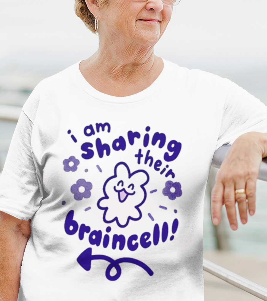 I Am Sharing Their Braincell Cute Flower Character Playful Arrow T-Shirt