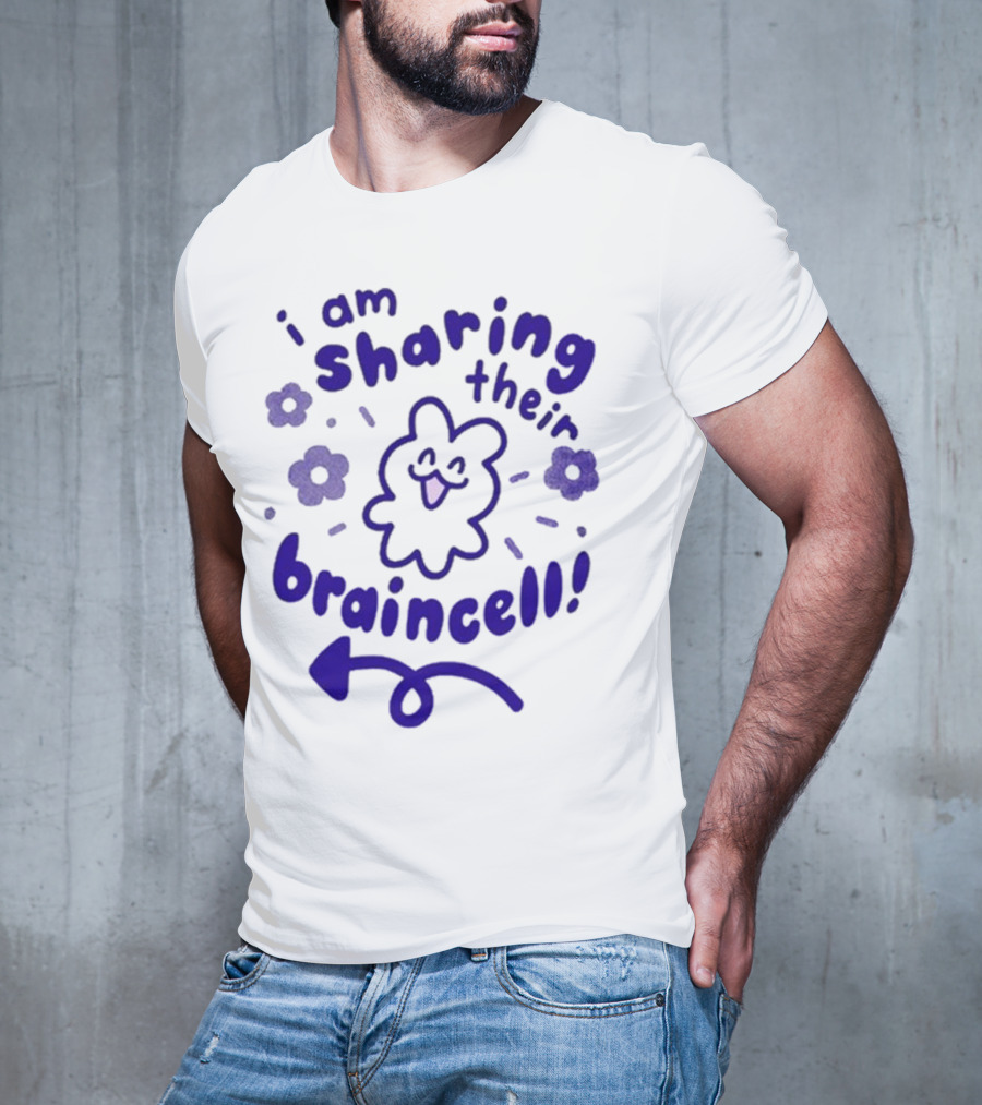 I Am Sharing Their Braincell Cute Flower Character Playful Arrow T-Shirt