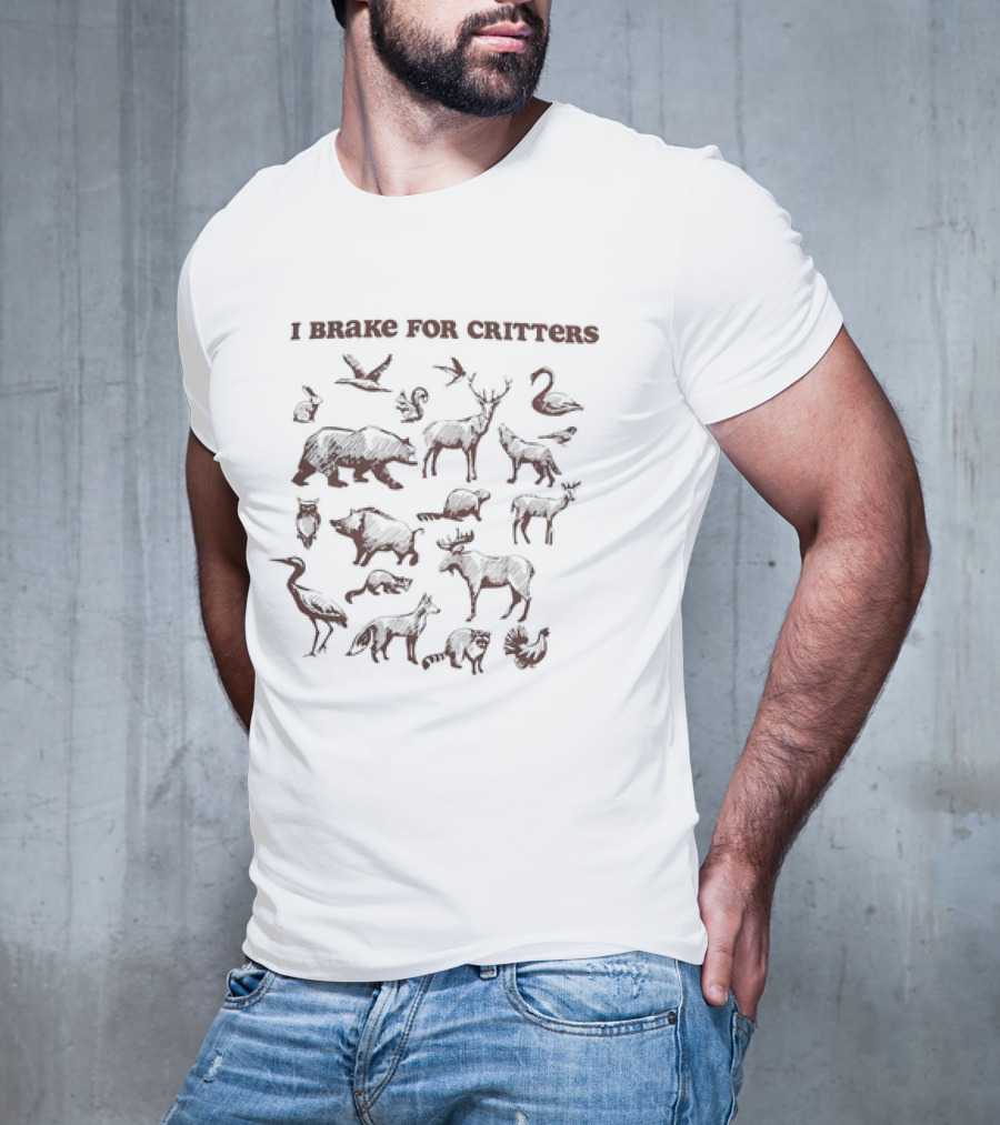I Brake For Critters Animal Silhouettes Wildlife Conservation T-Shirt