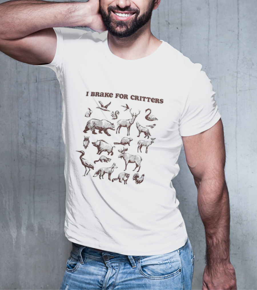 I Brake For Critters Animal Silhouettes Wildlife Conservation T-Shirt
