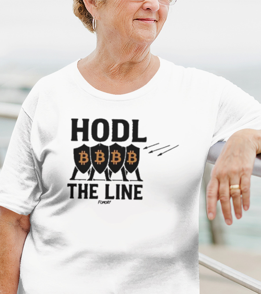 Hodl The Line Bitcoin Warrior Cryptocurrency Enthusiast BBB Pattern T-Shirt