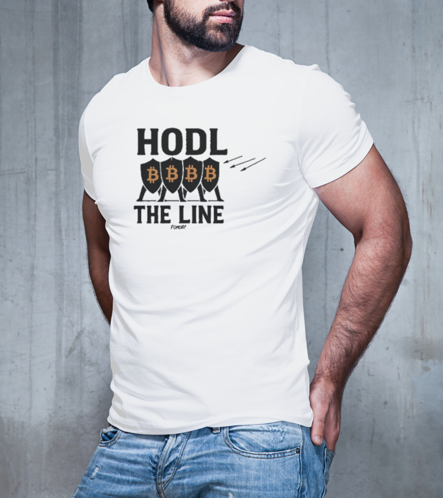 Hodl The Line Bitcoin Warrior Cryptocurrency Enthusiast BBB Pattern T-Shirt