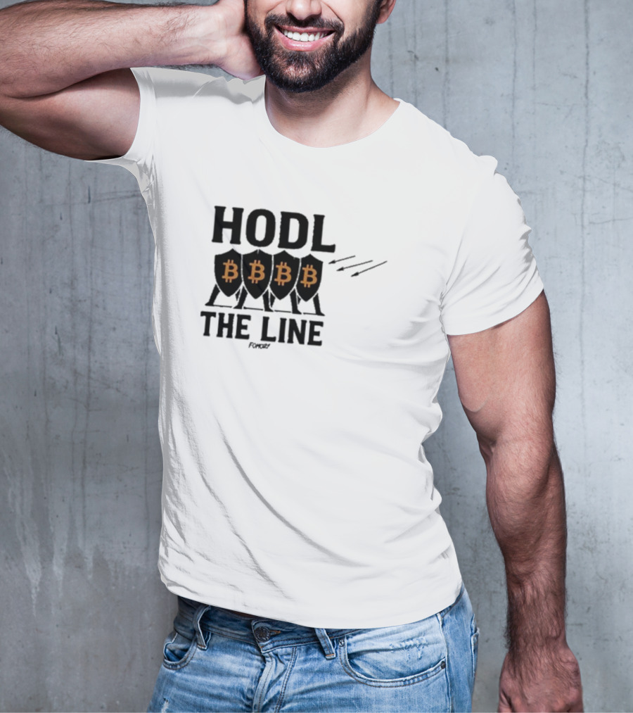 Hodl The Line Bitcoin Warrior Cryptocurrency Enthusiast BBB Pattern T-Shirt