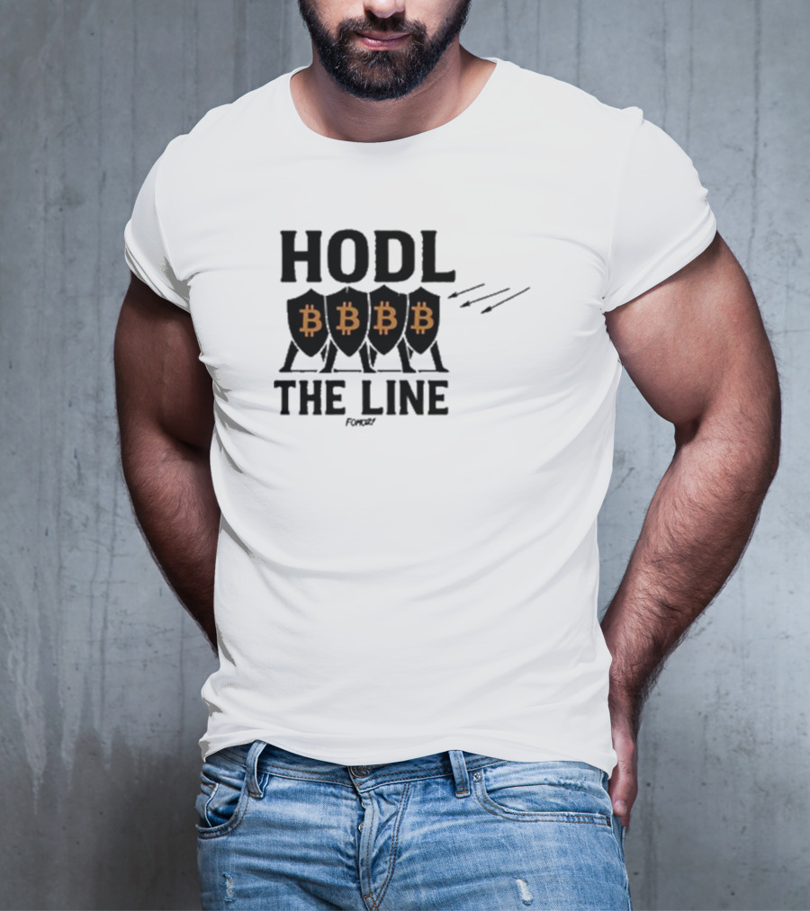 Hodl The Line Bitcoin Warrior Cryptocurrency Enthusiast BBB Pattern T-Shirt