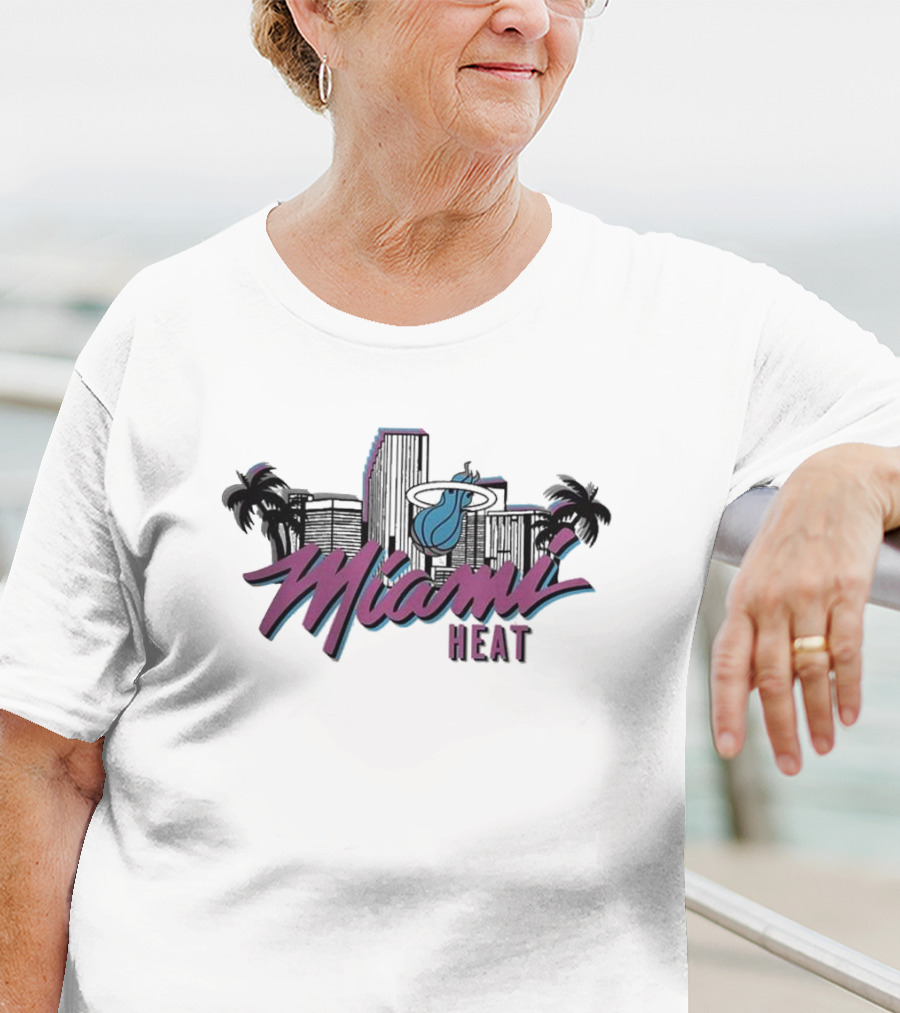 Homage Miami Heat NBA Vice Skyline Retro Style T-Shirt