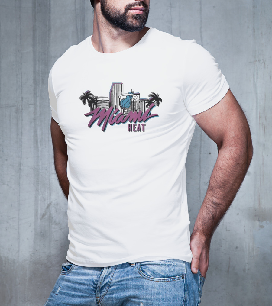 Homage Miami Heat NBA Vice Skyline Retro Style T-Shirt