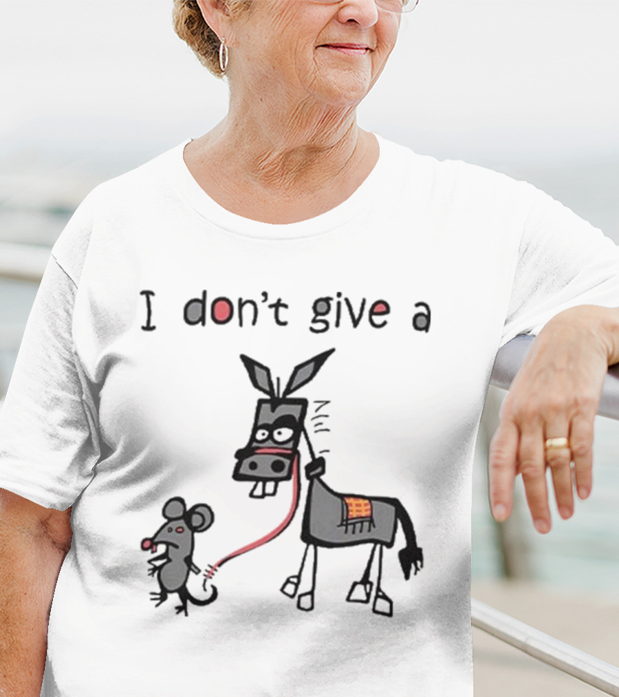 I Don’t Give A Rat Ass Mouse Donkey Iconic Whimsical Humor T-Shirt