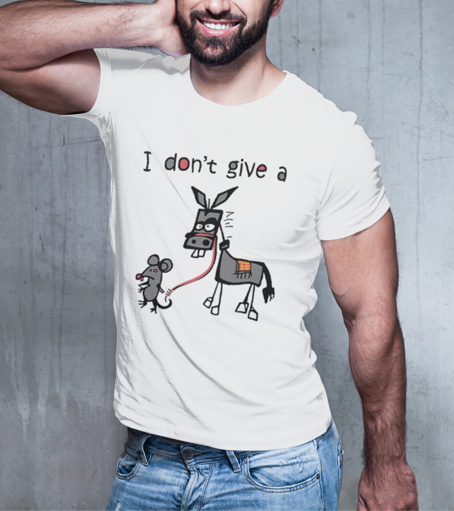 I Don’t Give A Rat Ass Mouse Donkey Iconic Whimsical Humor T-Shirt