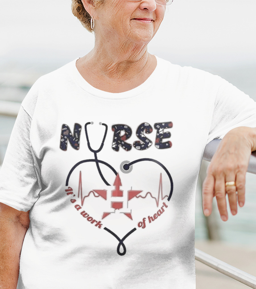 Houston Astros Nurse Appreciation Night 2025 Heartbeat Stethoscope Baseball Event T-Shirt