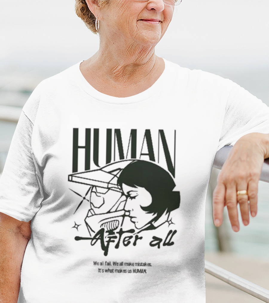"Human After All Skeleton Outline Illustration" T-Shirt
