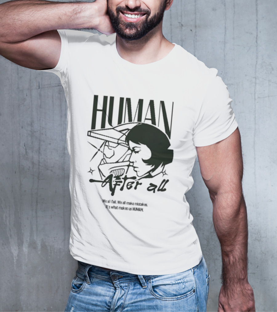 "Human After All Skeleton Outline Illustration" T-Shirt