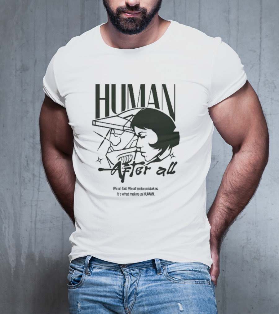 "Human After All Skeleton Outline Illustration" T-Shirt