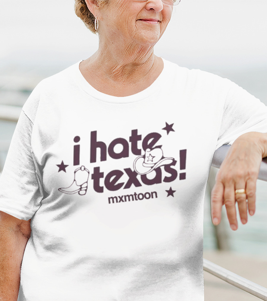 I Hate Texas Mxmtoon Cowboy Boots And Hat With Stars T-Shirt