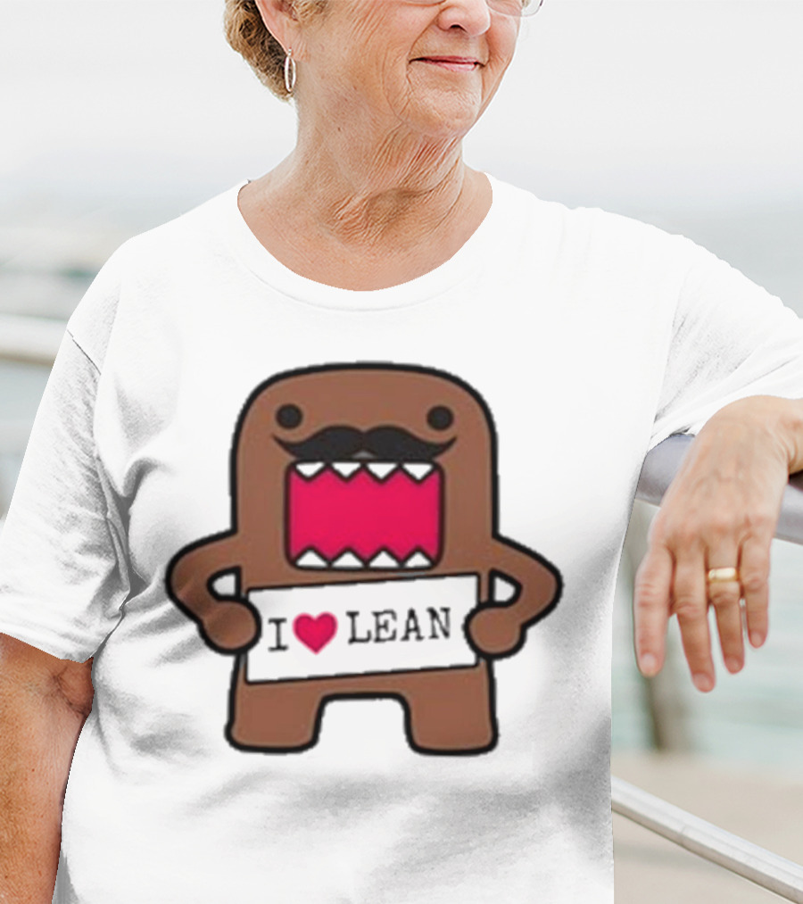 I Love Lean Domo Heart Mustache Cartoon Character T-Shirt