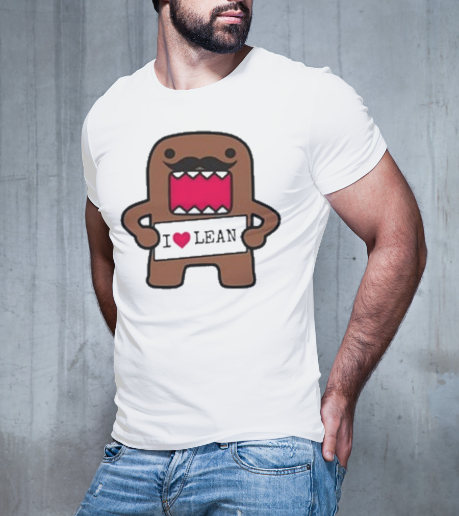 I Love Lean Domo Heart Mustache Cartoon Character T-Shirt