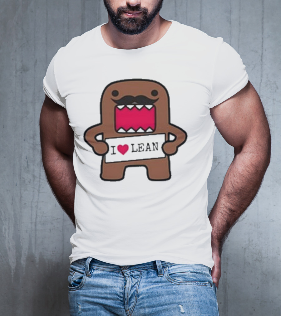 I Love Lean Domo Heart Mustache Cartoon Character T-Shirt