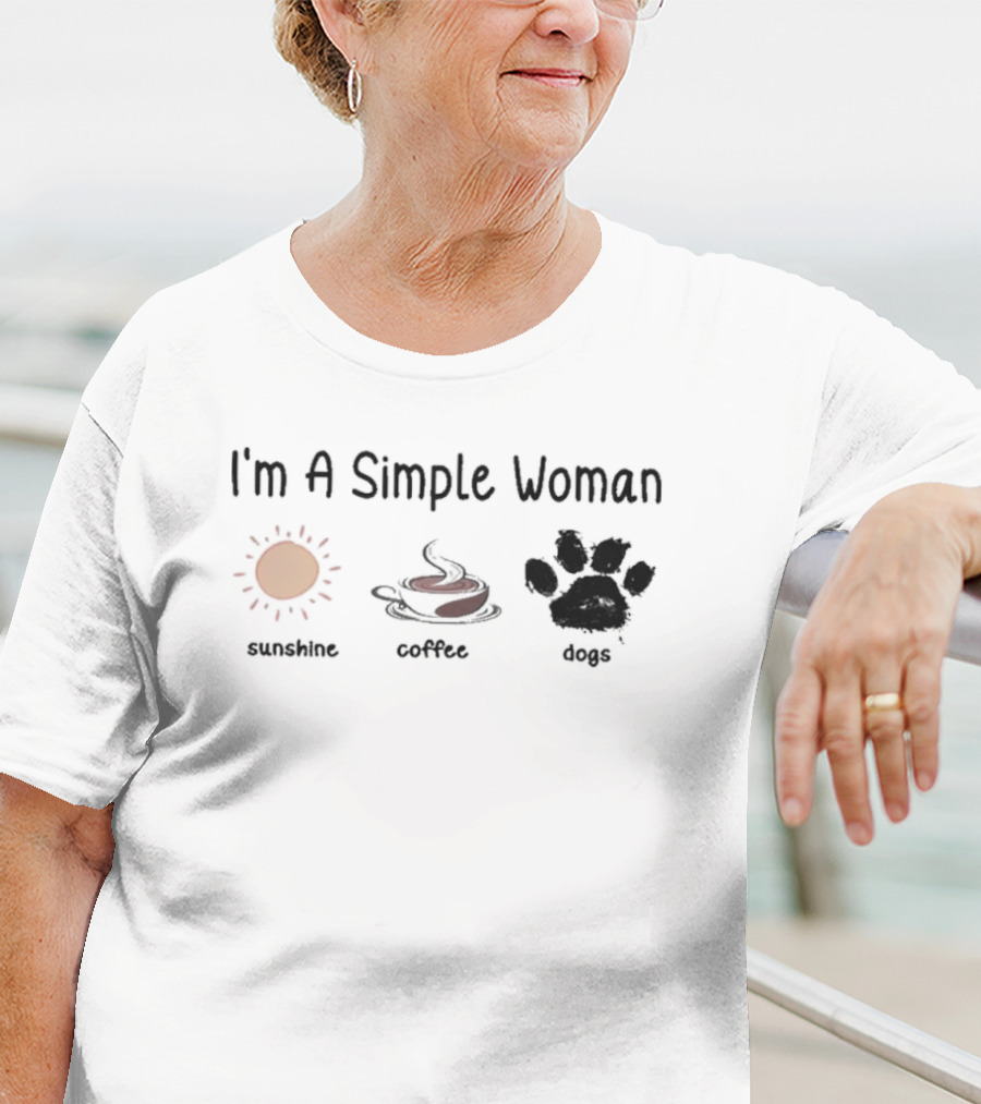 I'm A Simple Woman Sunshine Coffee Paw Dog T-Shirt