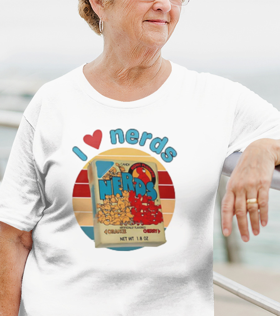 I Love Nerds Candy Box Cherry Orange Vintage Retro Style T-Shirt