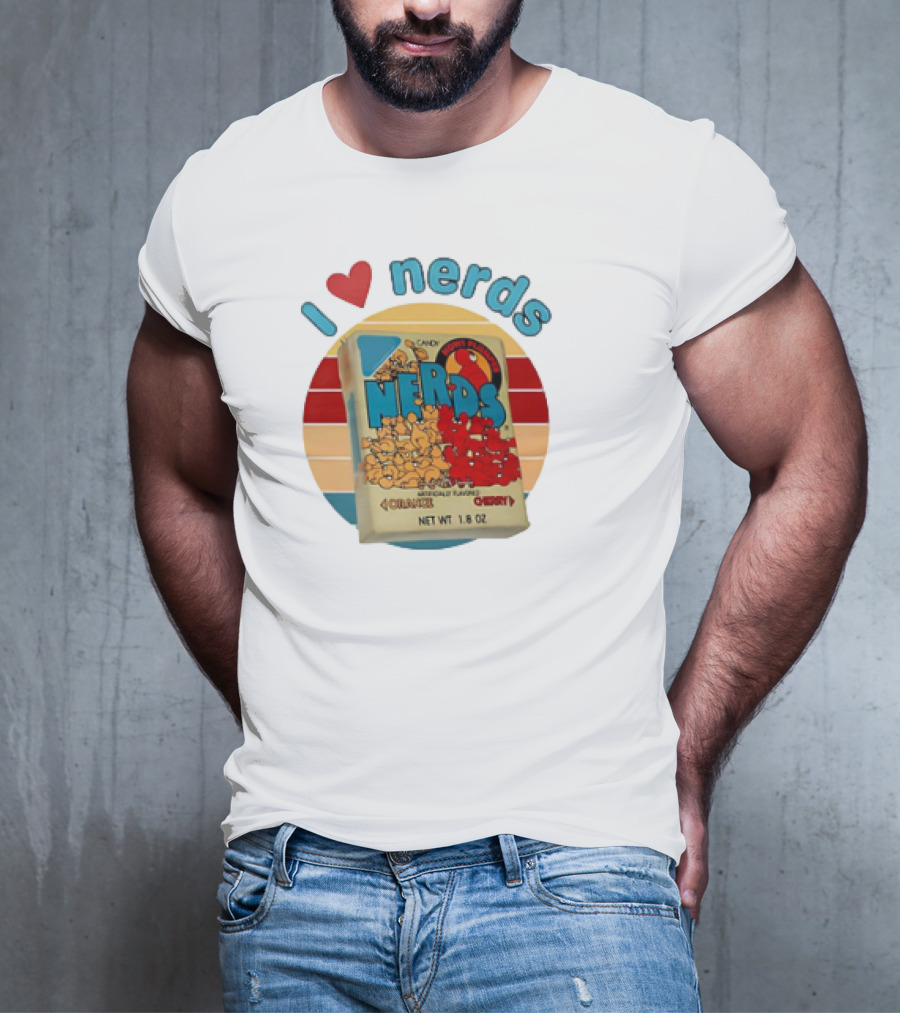 I Love Nerds Candy Box Cherry Orange Vintage Retro Style T-Shirt