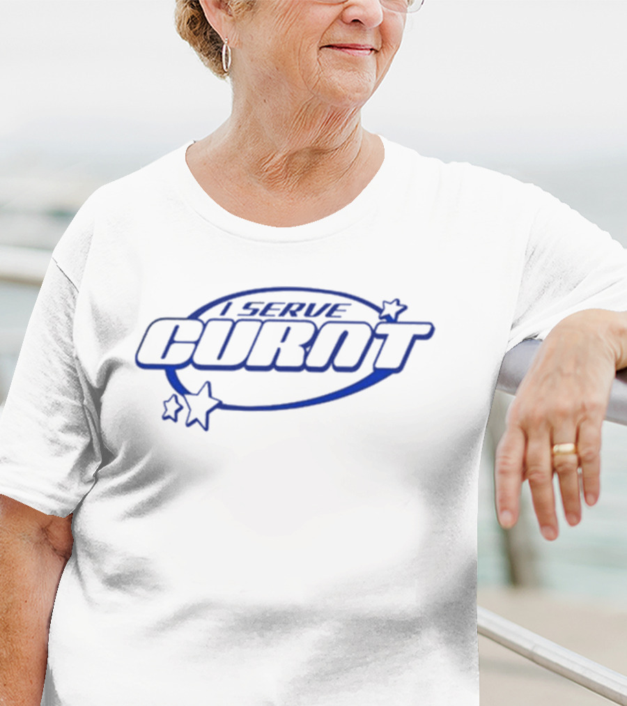 I Serve Curnt Blue Stars Oval Design T-Shirt