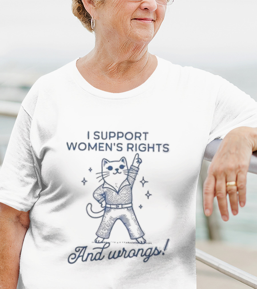 I Support Women’s Rights Cat With Sunglasses And Wrongs T-Shirt