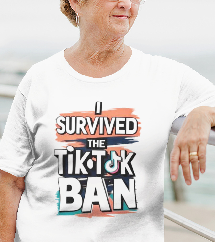 I Survived The TikTok Ban Colorful Retro Style Text With Icon T-Shirt