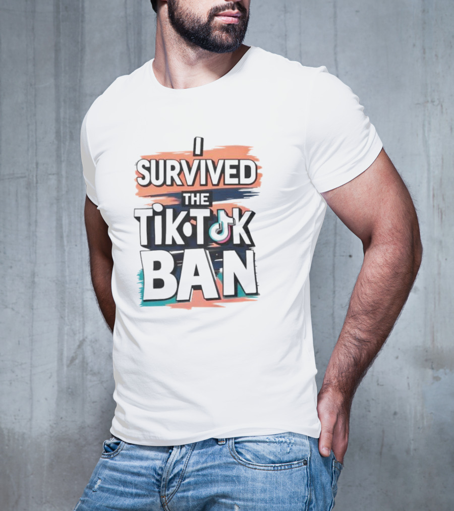 I Survived The TikTok Ban Colorful Retro Style Text With Icon T-Shirt