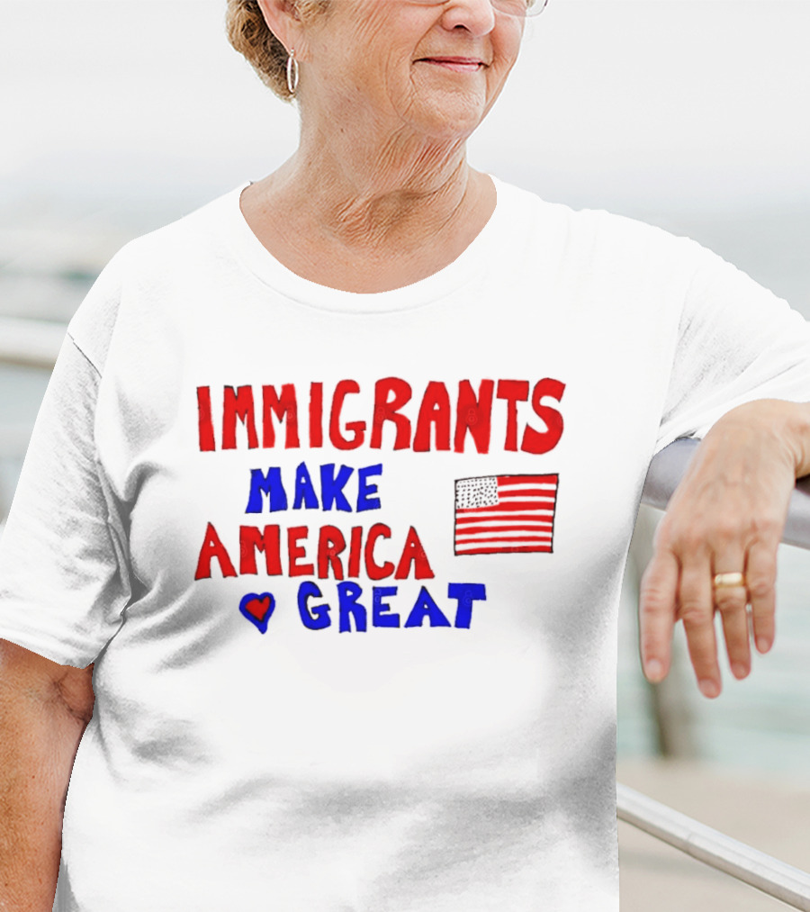 Immigrants Make America Great Heart Flag 2025 T-Shirt