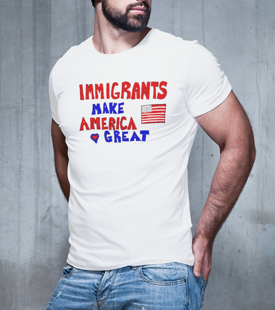 Immigrants Make America Great Heart Flag 2025 T-Shirt
