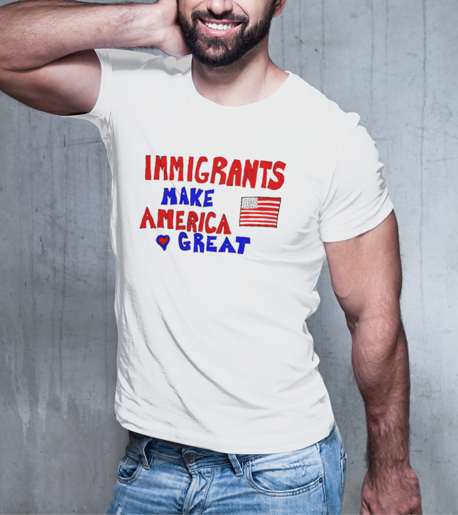 Immigrants Make America Great Heart Flag 2025 T-Shirt