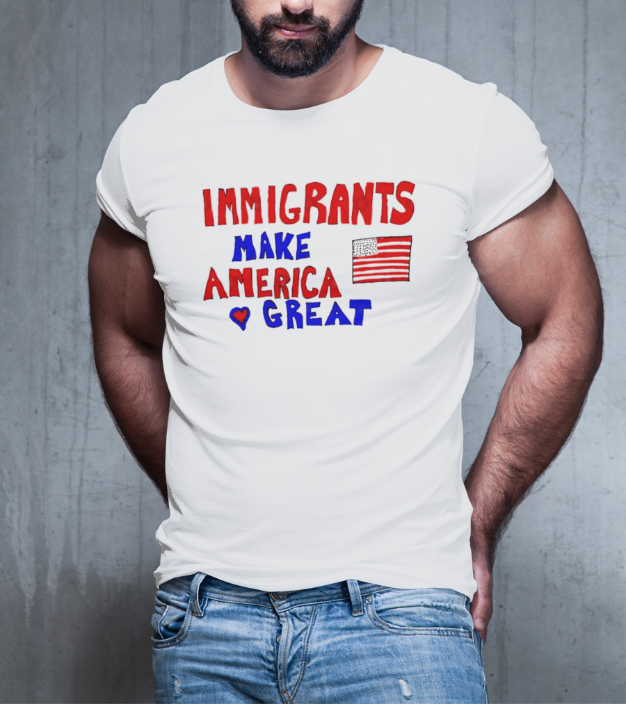 Immigrants Make America Great Heart Flag 2025 T-Shirt