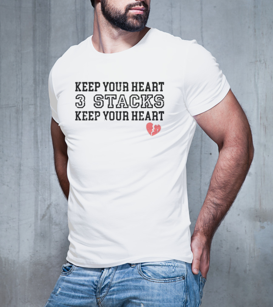 Keep Your Heart 3 Stacks Red Heart Illustration T-Shirt
