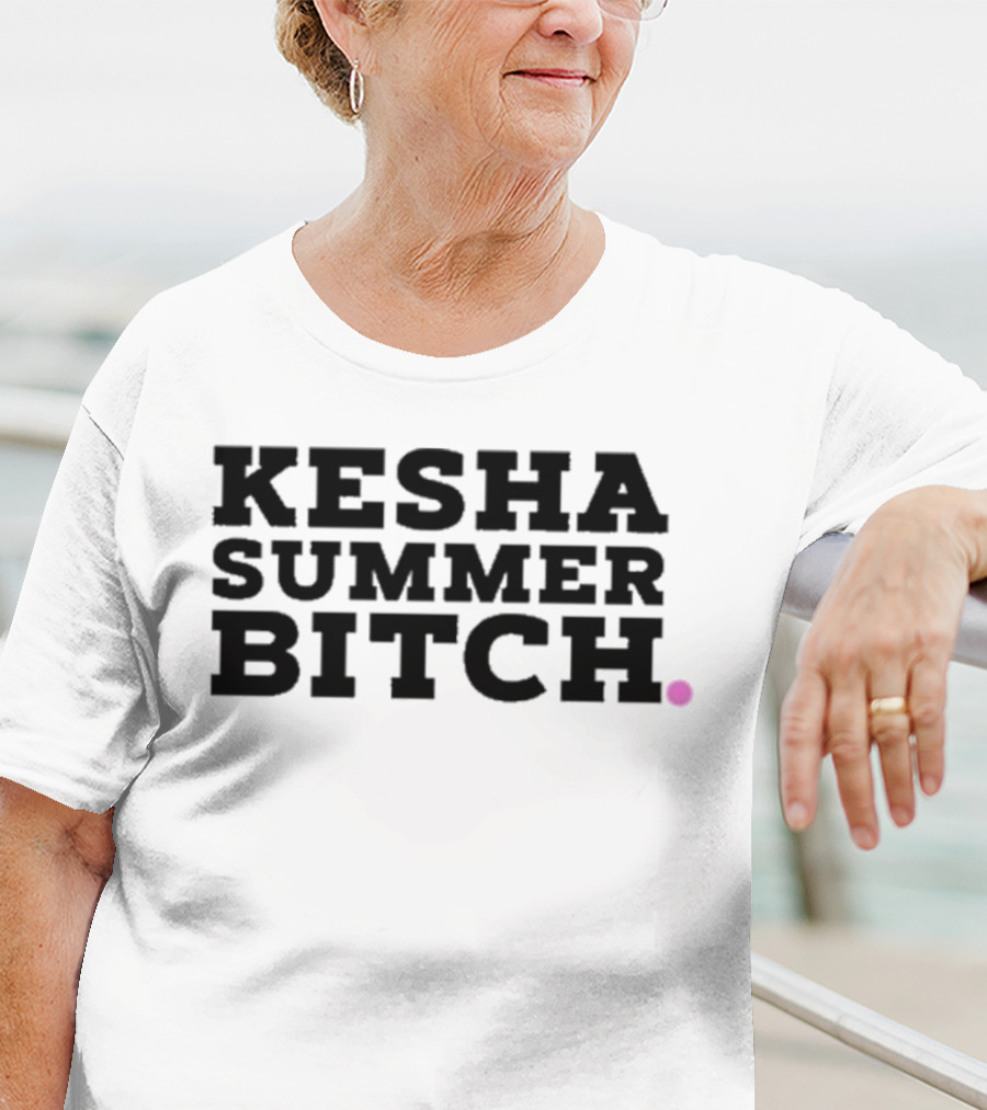Kesha Records Rainbow Summer Bitch Rainbow Leopard Print Lips T-Shirt