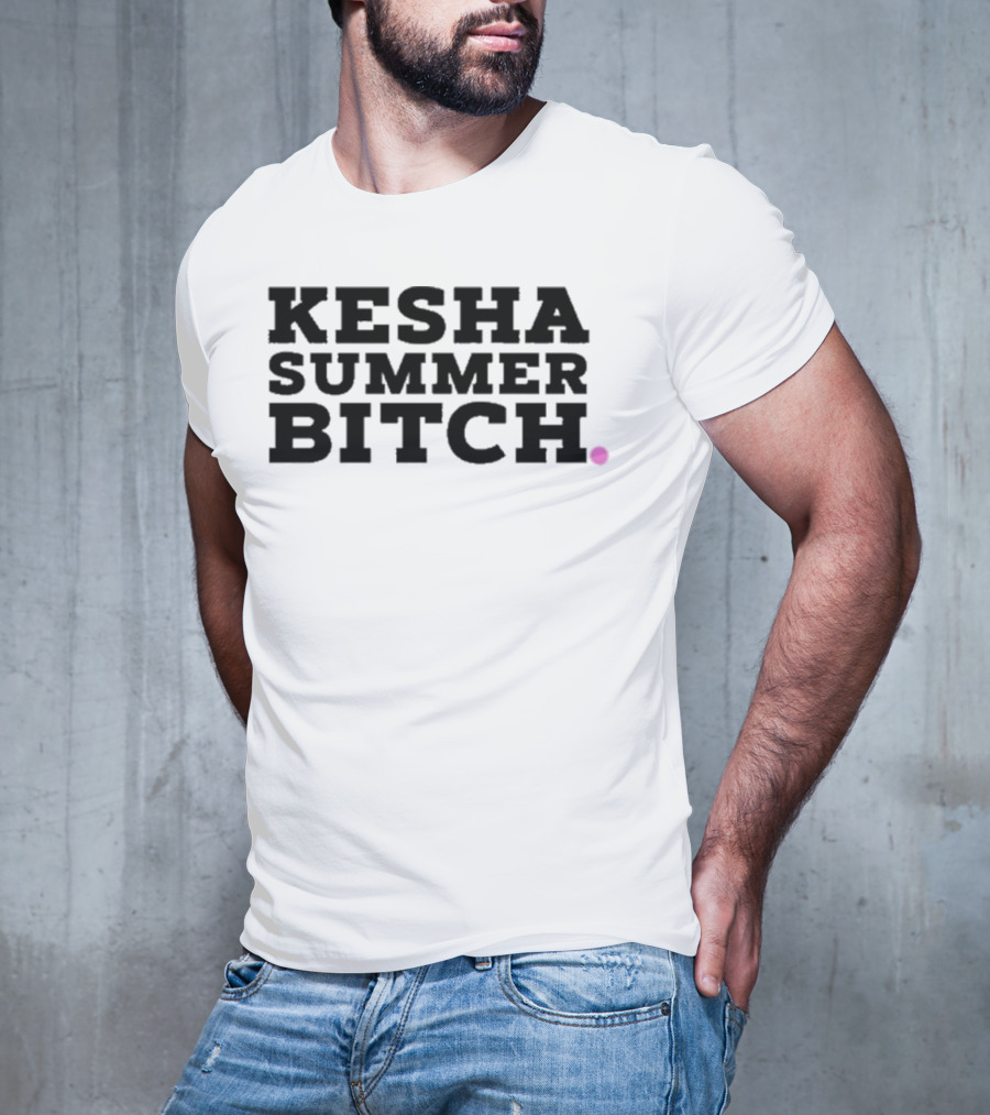 Kesha Records Rainbow Summer Bitch Rainbow Leopard Print Lips T-Shirt