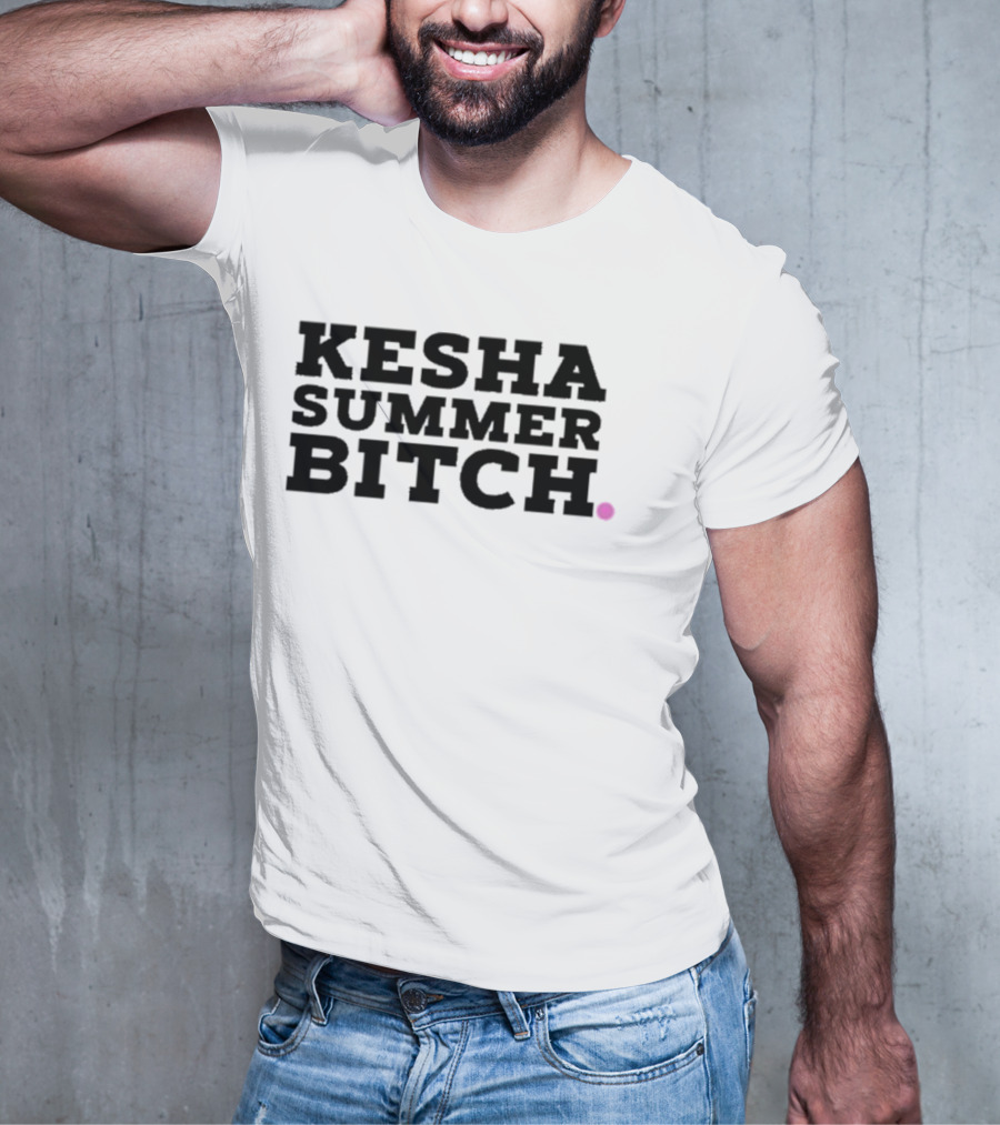 Kesha Records Rainbow Summer Bitch Rainbow Leopard Print Lips T-Shirt