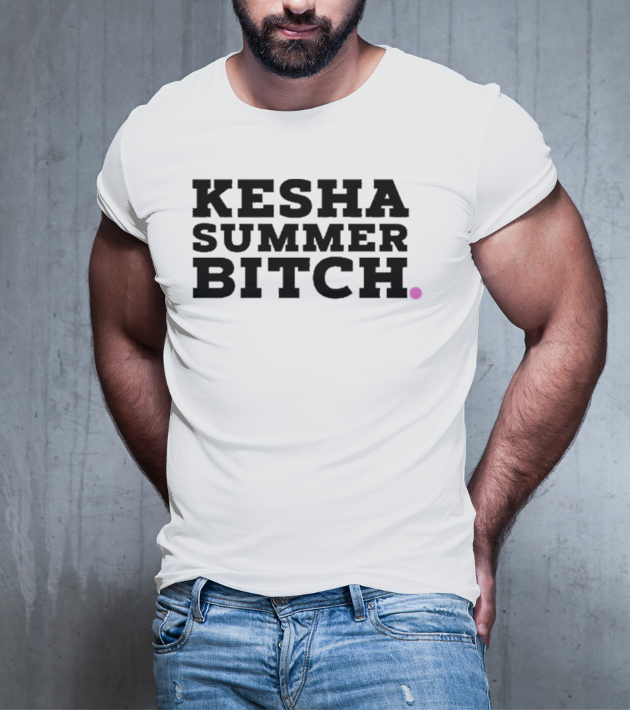 Kesha Records Rainbow Summer Bitch Rainbow Leopard Print Lips T-Shirt