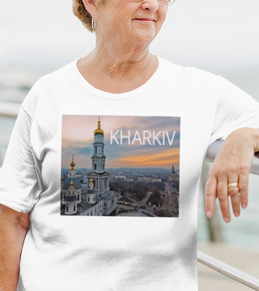 Kharkiv City Skyline With Famous Cathedral Sunset View T-Shirt