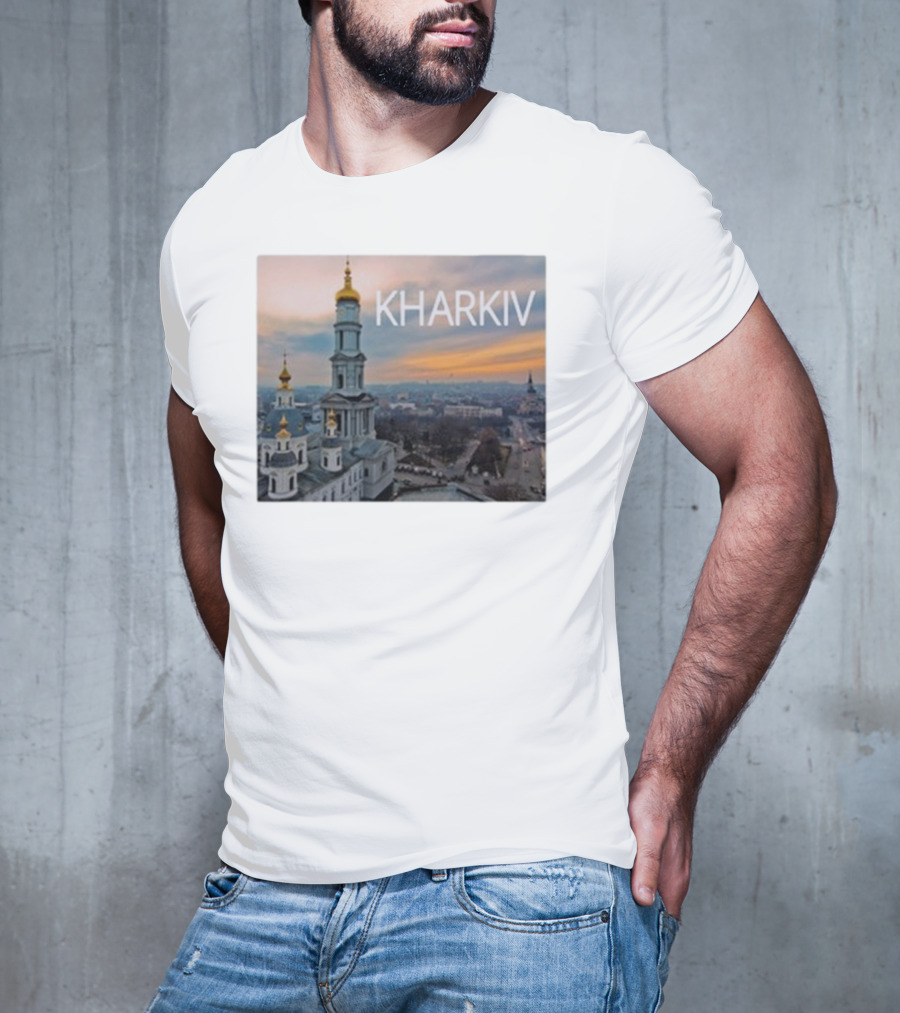 Kharkiv City Skyline With Famous Cathedral Sunset View T-Shirt